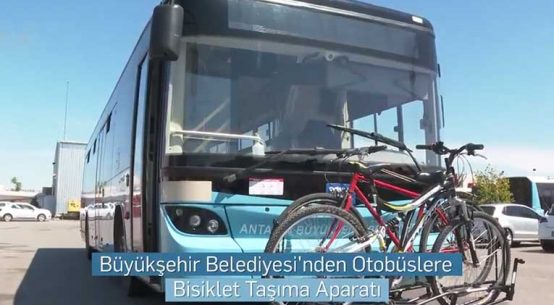 Antalya Büyükşehir Belediyesi'nden Otobüslere Bisiklet Taşıma Aparatı